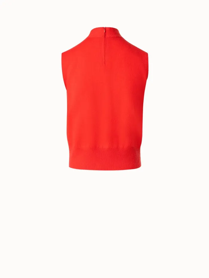 Sleeveless 100 Cashmere Knit Top With Knot Cadmium Women Akris Knitwear