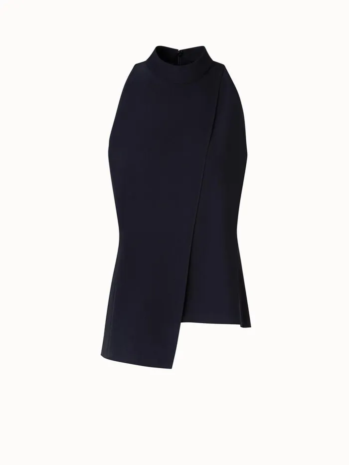 Sleeveless Silk Blouse With Asymmetrical Front Black Women Akris Blouses