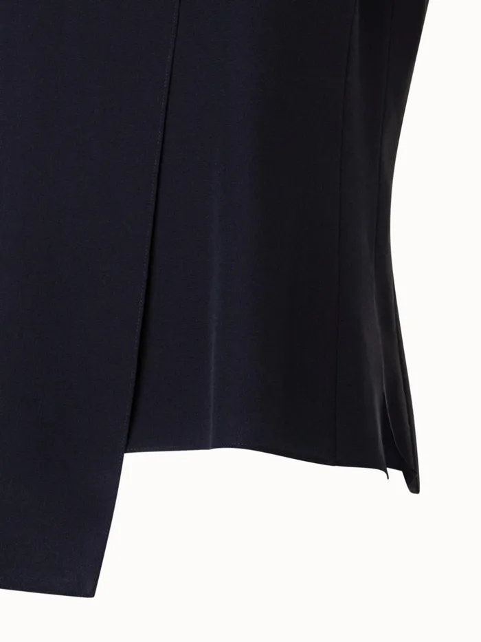 Sleeveless Silk Blouse With Asymmetrical Front Black Women Akris Blouses