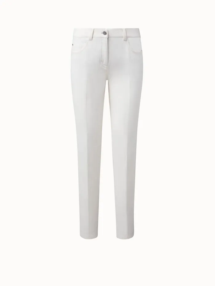 Slim Leg Cotton Denim Pants Offwhite Women Akris Pants