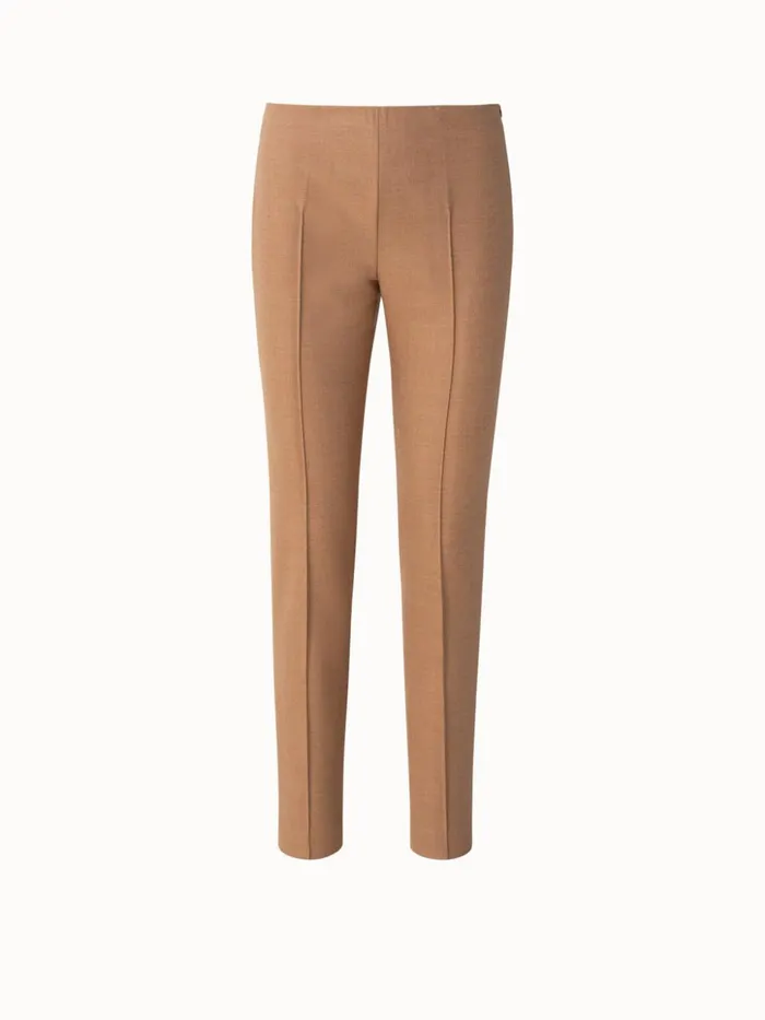 Slim Wool Stretch Flannel Pants Camel Women Akris Pants