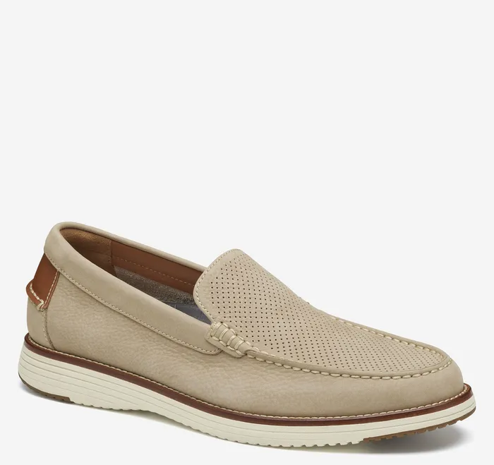 SlipOns and Loafers Men Johnston and Murphy Upton Perfed Venetian Loafer Taupe Nubuck