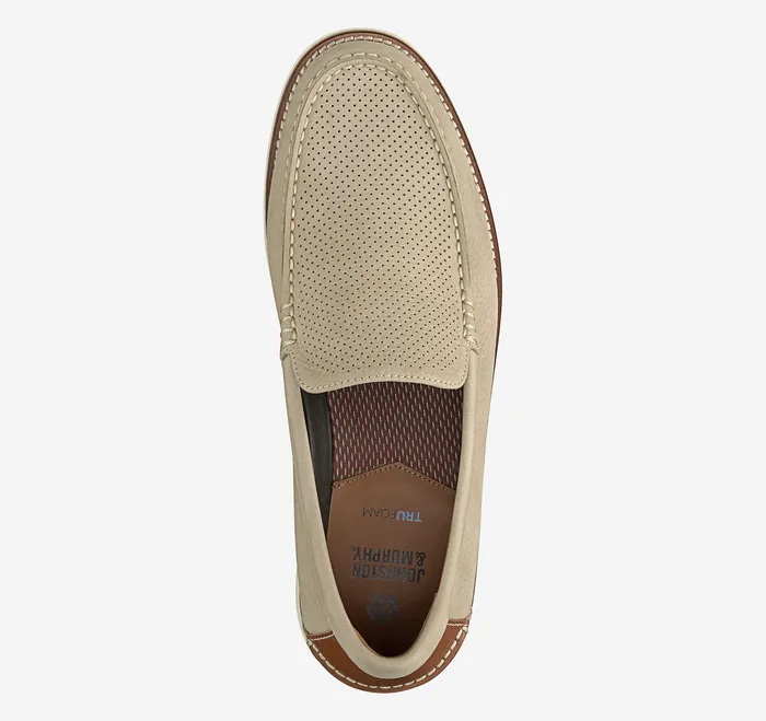 SlipOns and Loafers Men Johnston and Murphy Upton Perfed Venetian Loafer Taupe Nubuck