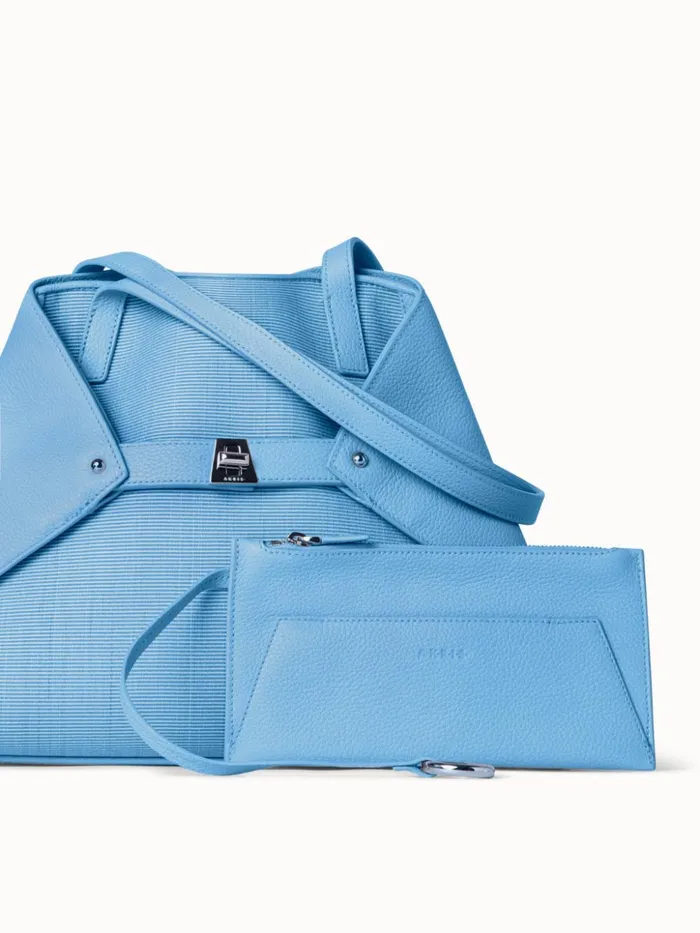 Small Ai Shoulder Bag In Leather And Horsehair Sky Women Akris Shoulder Bags