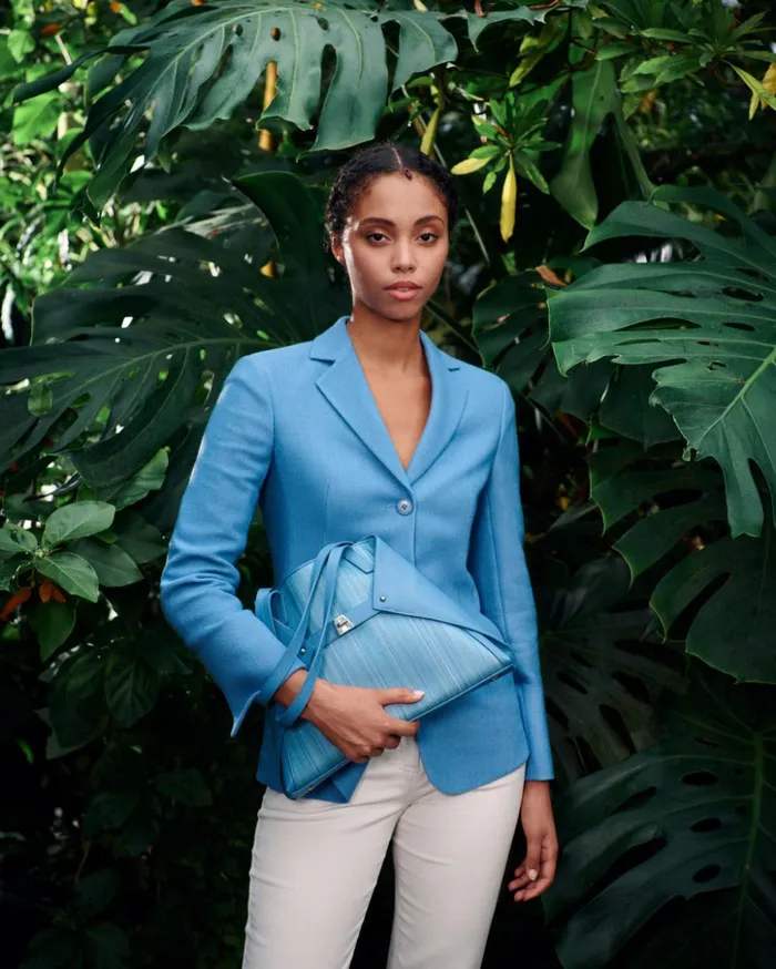 Small Ai Shoulder Bag In Leather And Horsehair Sky Women Akris Shoulder Bags