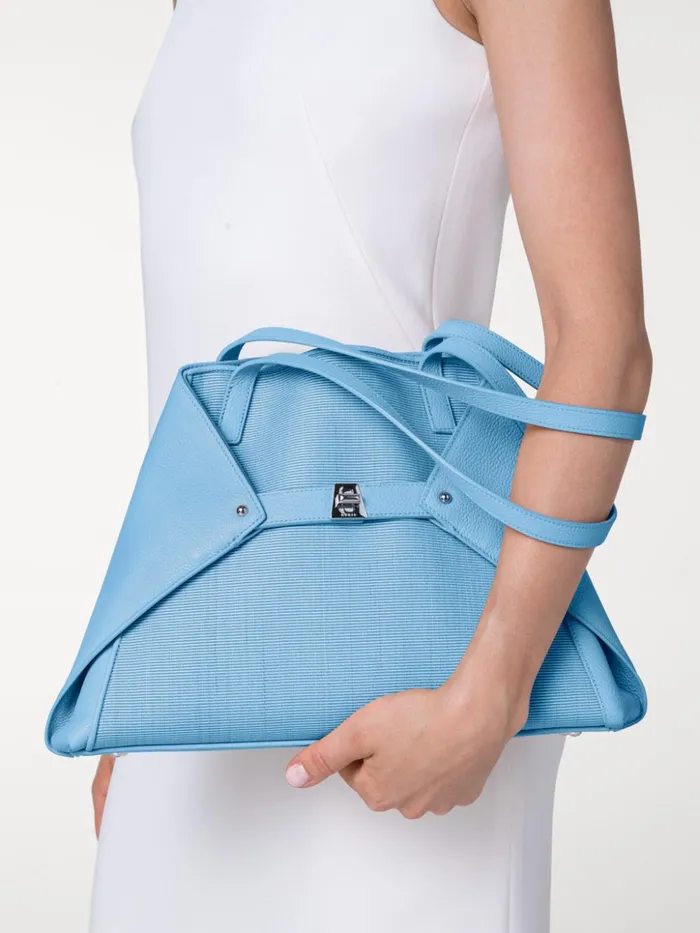 Small Ai Shoulder Bag In Leather And Horsehair Sky Women Akris Shoulder Bags
