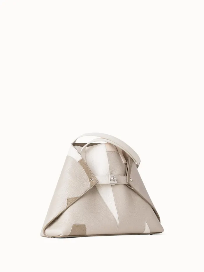 Small Ai Shoulder Bag In Leather Composed Letters Patchwork Light Multicolor Women Akris Tote Bags