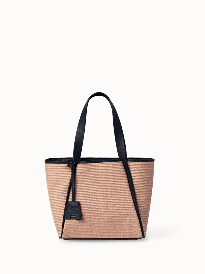 Small Alex Tote Bag In Raffia Camelblack Women Akris Tote Bags