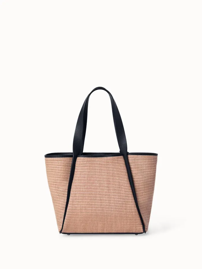 Small Alex Tote Bag In Raffia Camelblack Women Akris Tote Bags