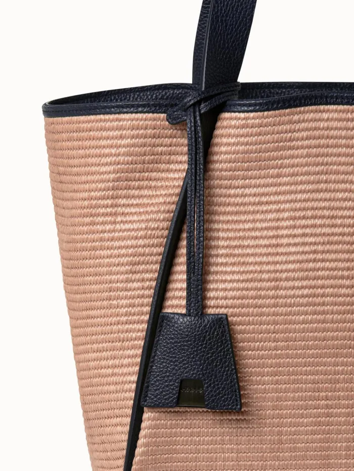 Small Alex Tote Bag In Raffia Camelblack Women Akris Tote Bags