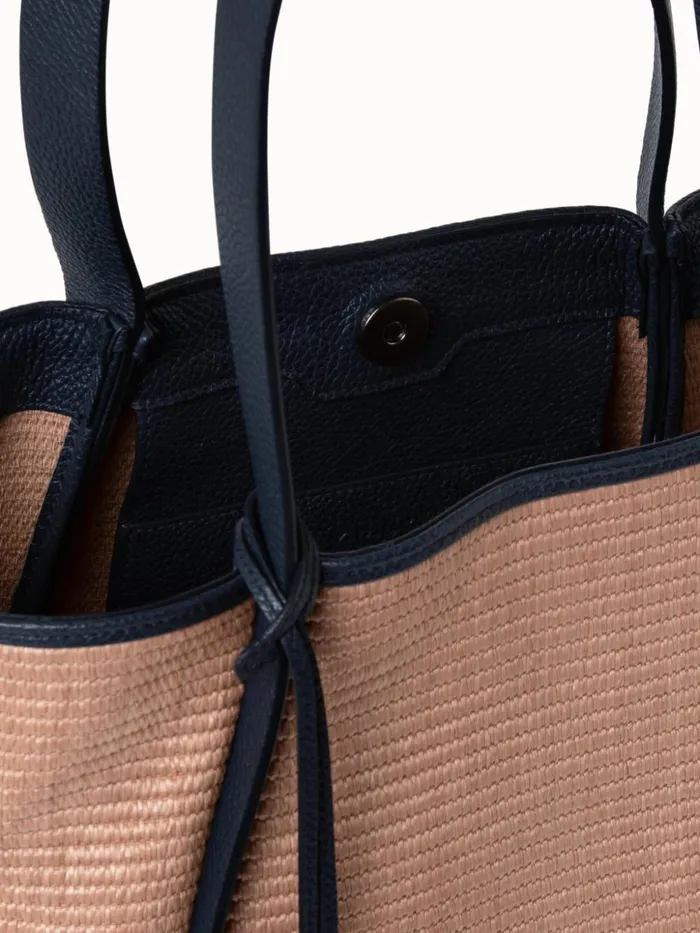Small Alex Tote Bag In Raffia Camelblack Women Akris Tote Bags