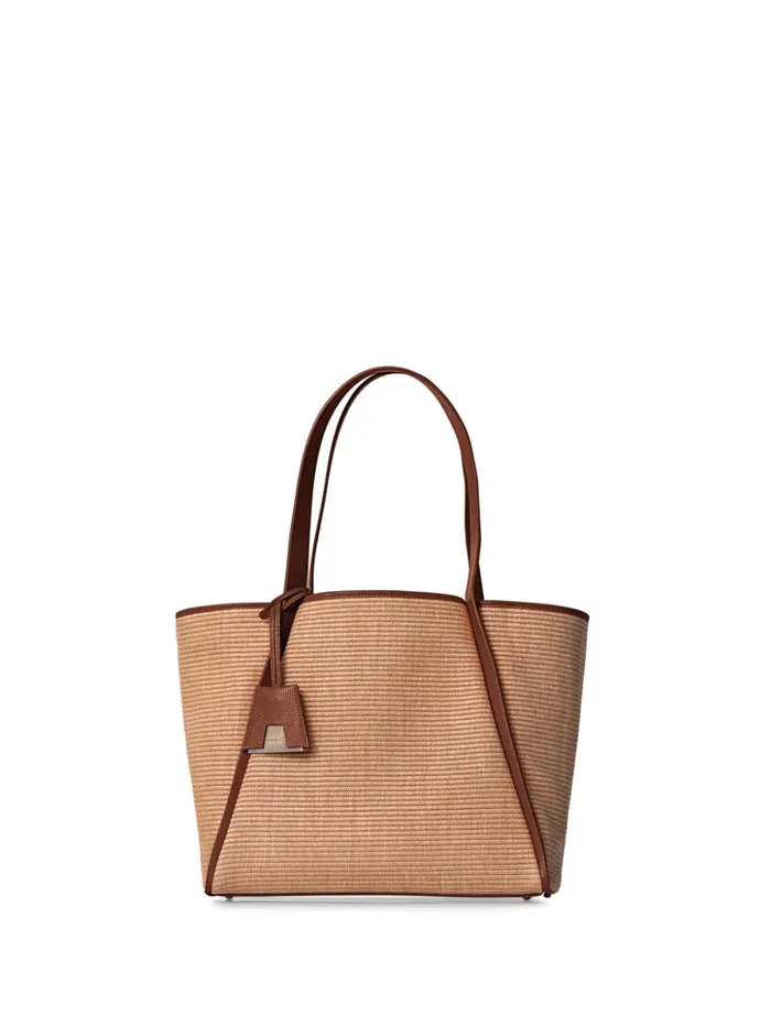 Small Handbag In Raffia Fabric Camelcaramel Women Akris Shoulder Bags