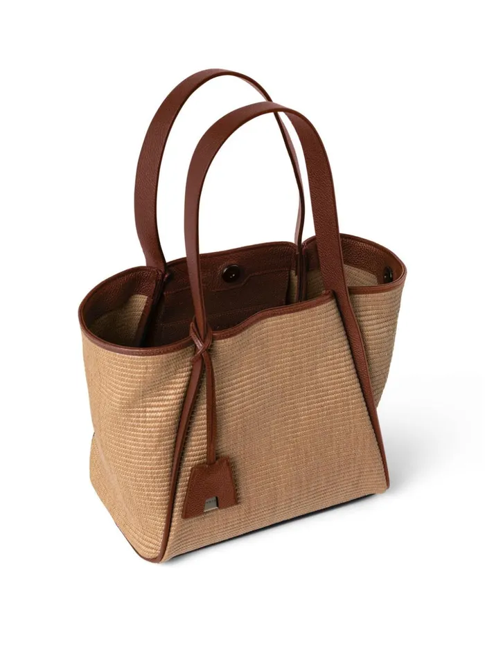 Small Handbag In Raffia Fabric Camelcaramel Women Akris Shoulder Bags