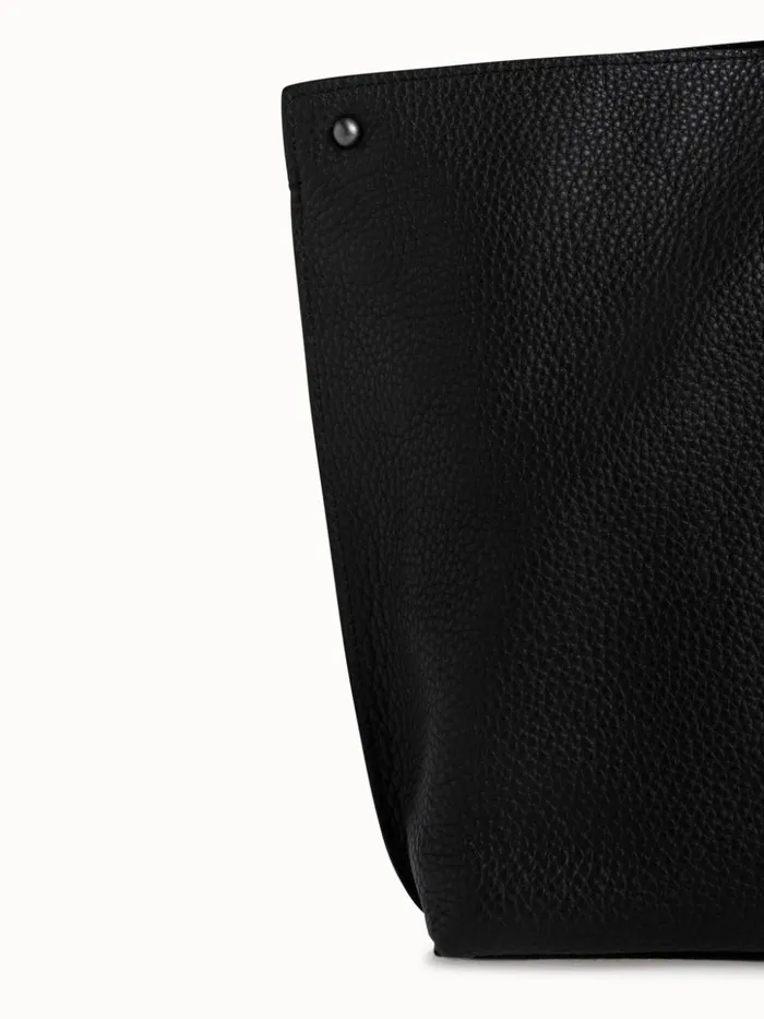 Small Messenger Bag In Cervocalf Leather With Detachable Shoulder Strap Black Women Akris Tote Bags