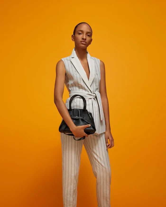 Small Messenger Bag In Cervocalf Leather With Detachable Shoulder Strap Black Women Akris Tote Bags