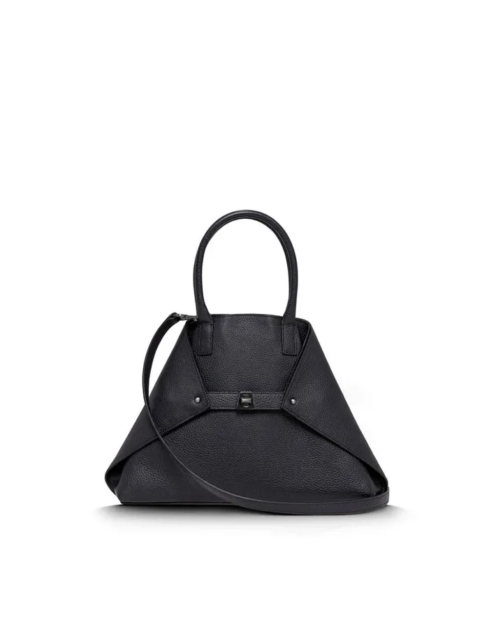Small Messenger Bag In Cervocalf Leather With Detachable Shoulder Strap Denim Women Akris Tote Bags