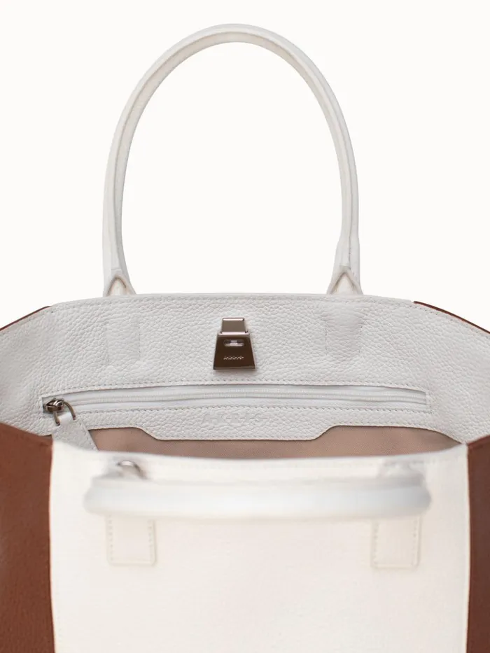 Small Messenger Bag In Leather Intarsien Whitecaramel Women Akris Top Handle Bags