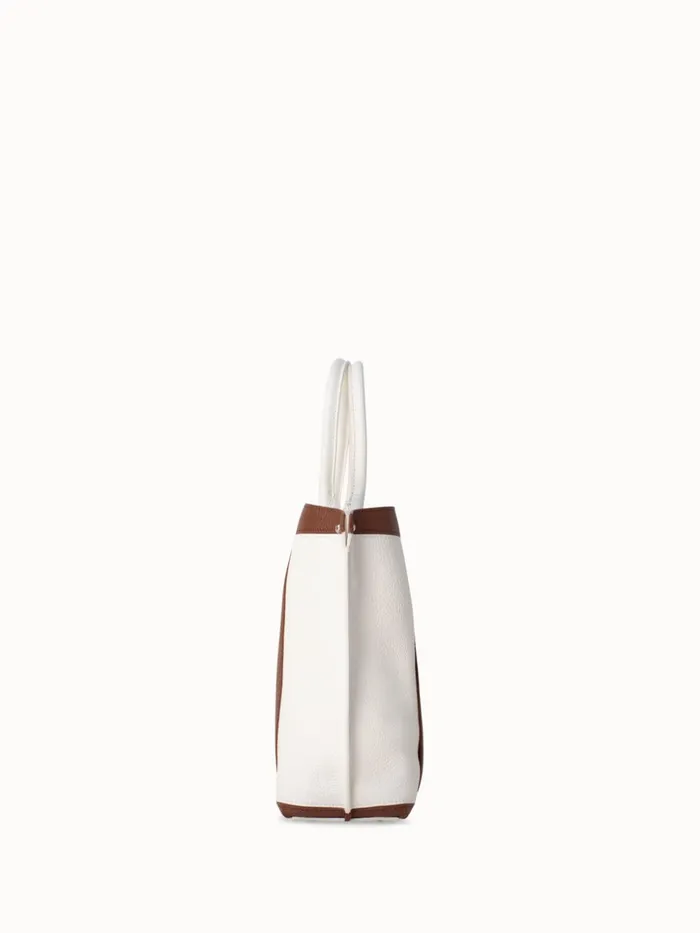Small Messenger Bag In Leather Intarsien Whitecaramel Women Akris Top Handle Bags