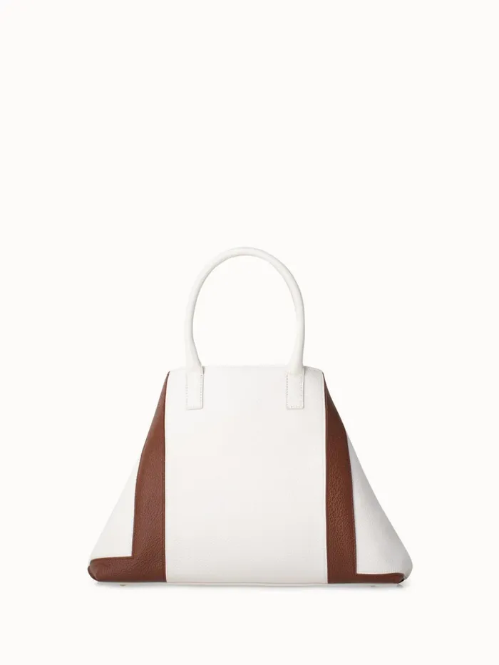 Small Messenger Bag In Leather Intarsien Whitecaramel Women Akris Top Handle Bags