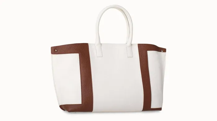 Small Messenger Bag In Leather Intarsien Whitecaramel Women Akris Top Handle Bags