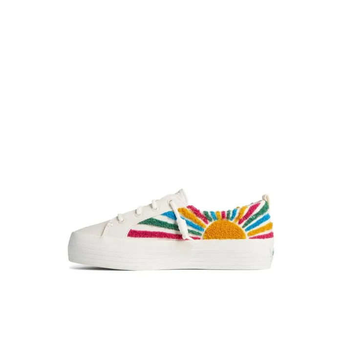 Sneakers Women Sperry Crest Vibe Sun Platform Sneaker White Textile Woven