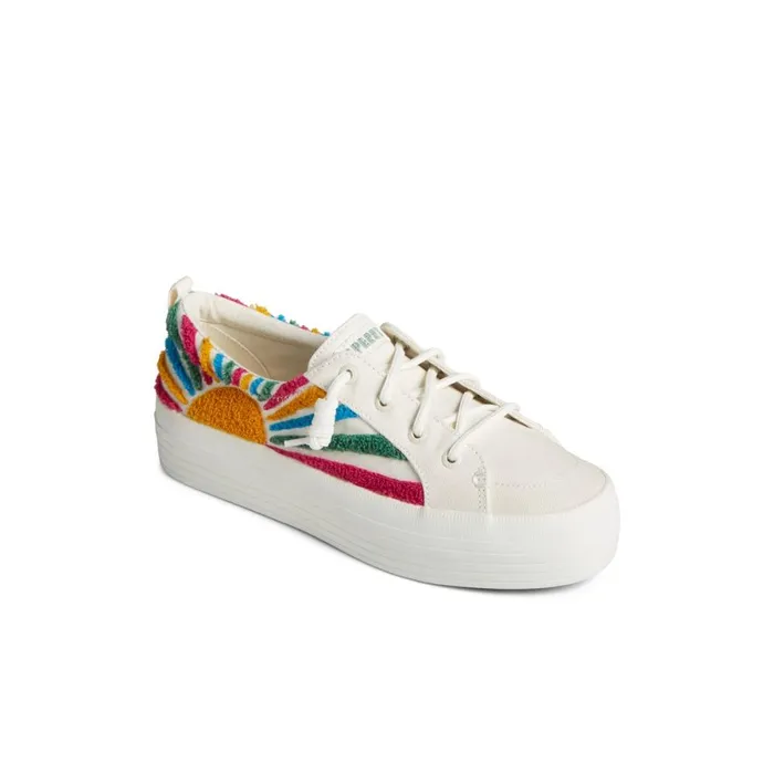Sneakers Women Sperry Crest Vibe Sun Platform Sneaker White Textile Woven