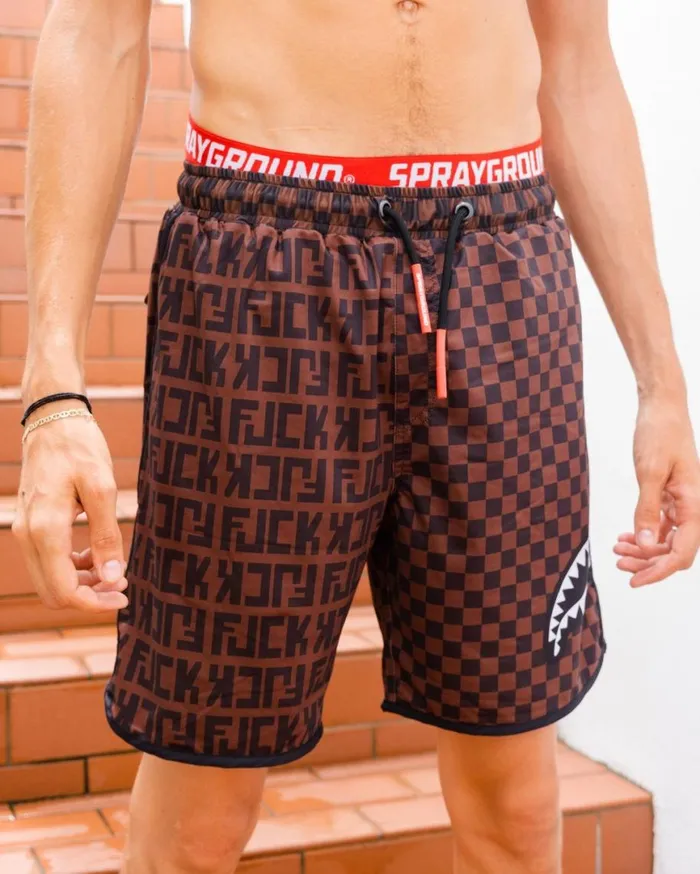 SPRAYGROUND Swimwear OFFENDED SPLIT THE CHECK CORTO SWIM TRUNKS 8211 Universal