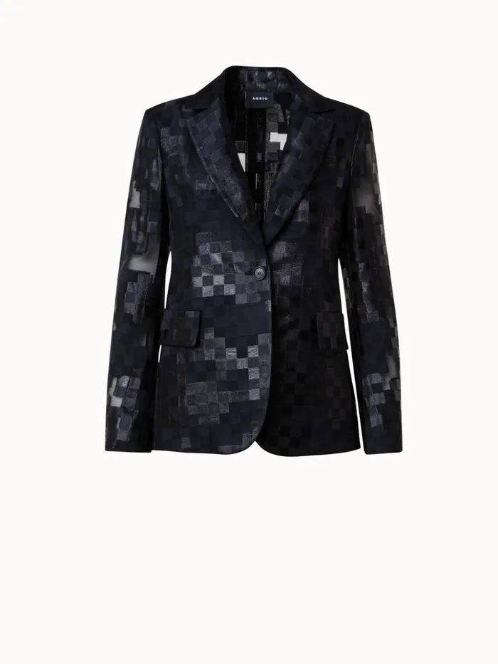 Square Jacquard Jacket Black Women Akris Jackets