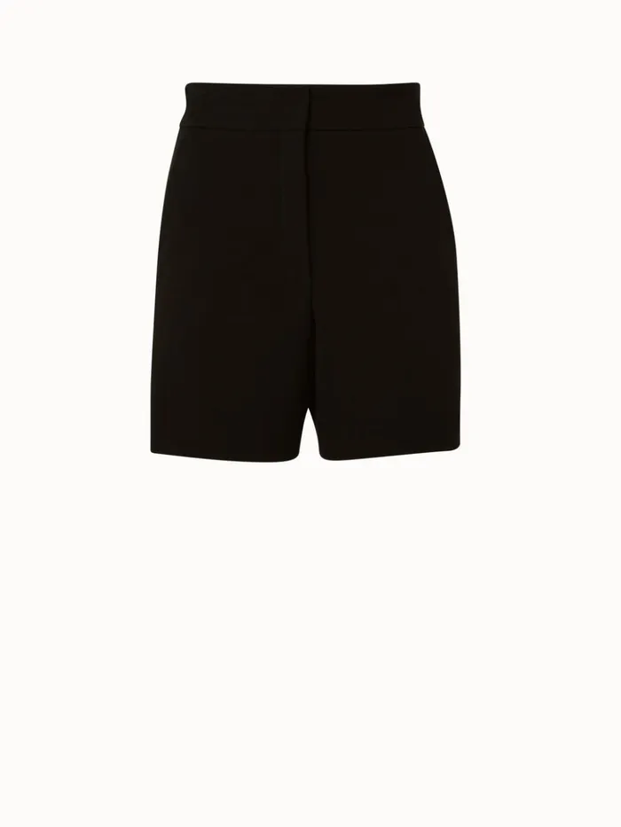 Straight Leg Viscose Stretch Jersey Shorts With Pockets Black Women Akris Shorts