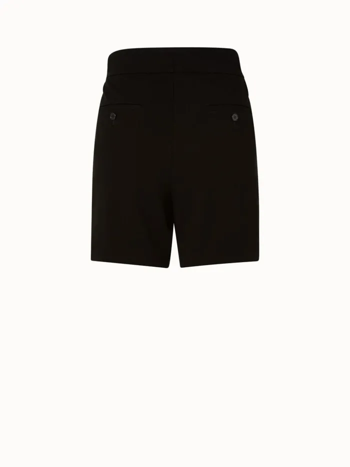 Straight Leg Viscose Stretch Jersey Shorts With Pockets Black Women Akris Shorts
