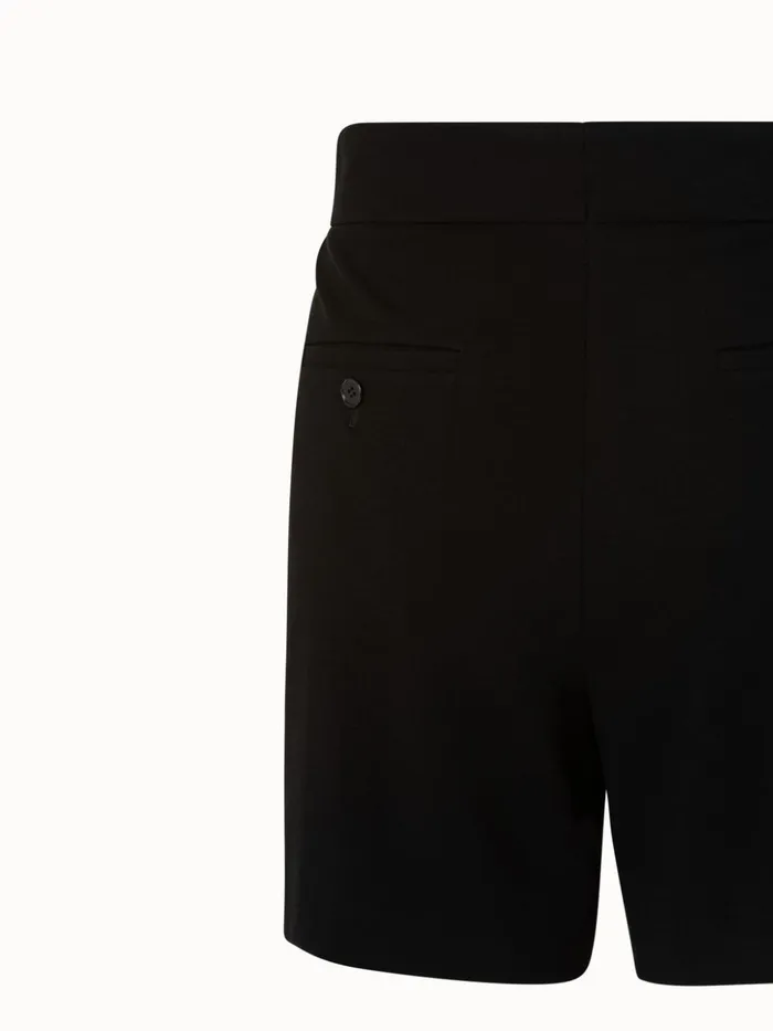 Straight Leg Viscose Stretch Jersey Shorts With Pockets Black Women Akris Shorts