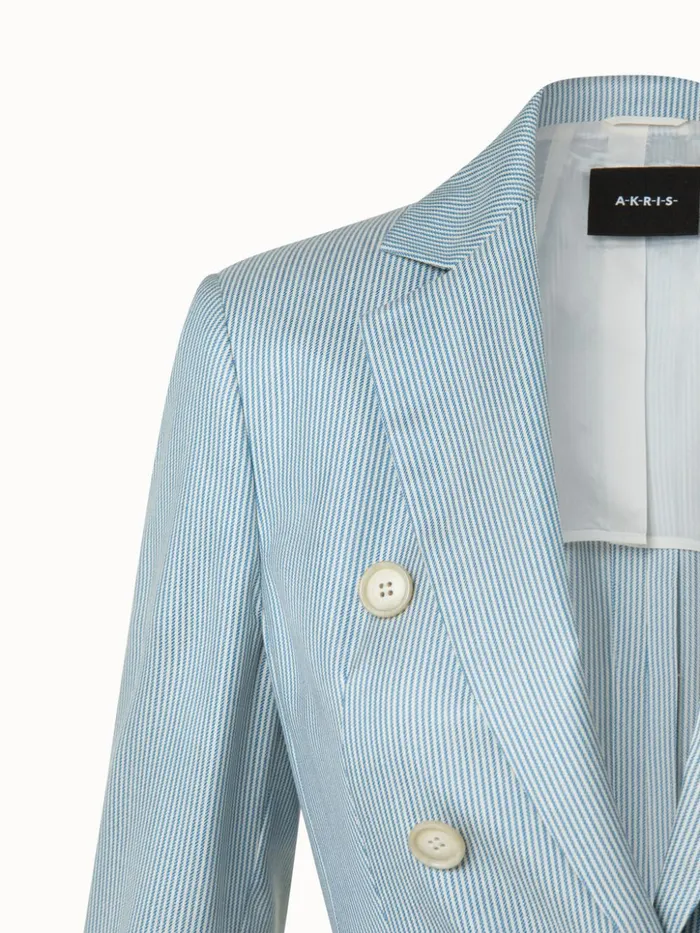Striped Cashmere Silk Faux DoubleBreasted Jacket Alpseeecru Women Akris Cashmere