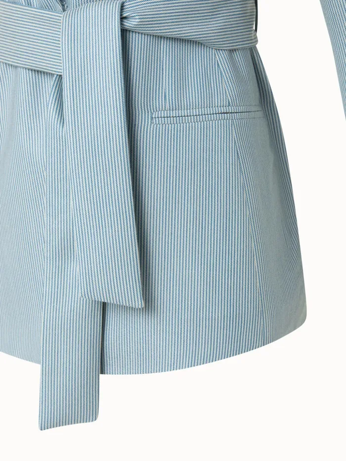 Striped Cashmere Silk Faux DoubleBreasted Jacket Alpseeecru Women Akris Cashmere