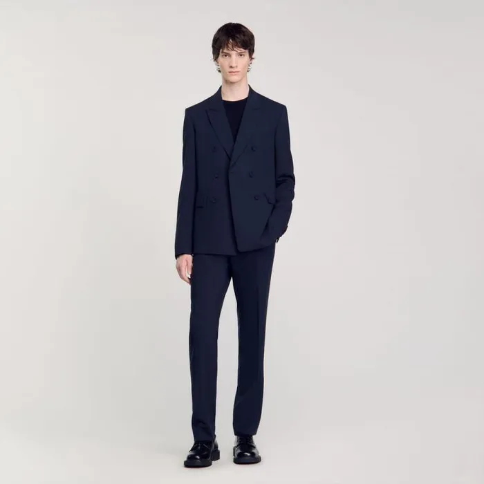 Suits and Blazers Men SANDRO Doublebreasted Suit Jacket Navy Blue