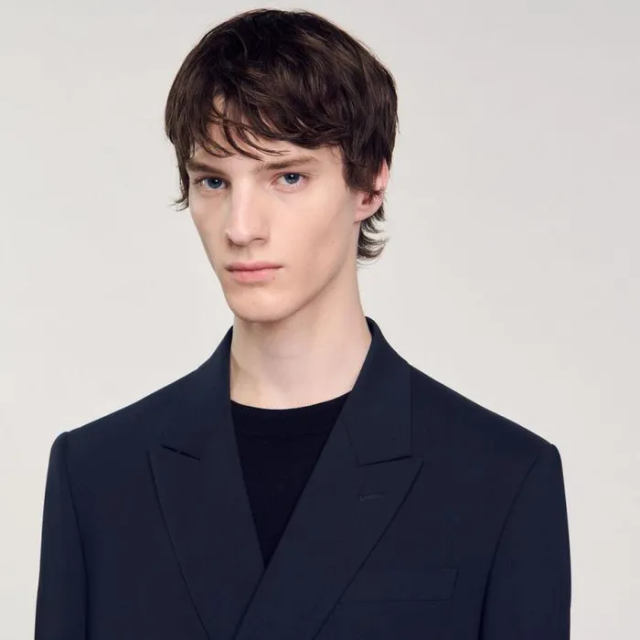 Suits and Blazers Men SANDRO Doublebreasted Suit Jacket Navy Blue
