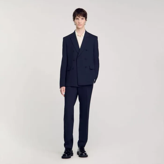 Suits and Blazers Men SANDRO Doublebreasted Suit Jacket Navy Blue