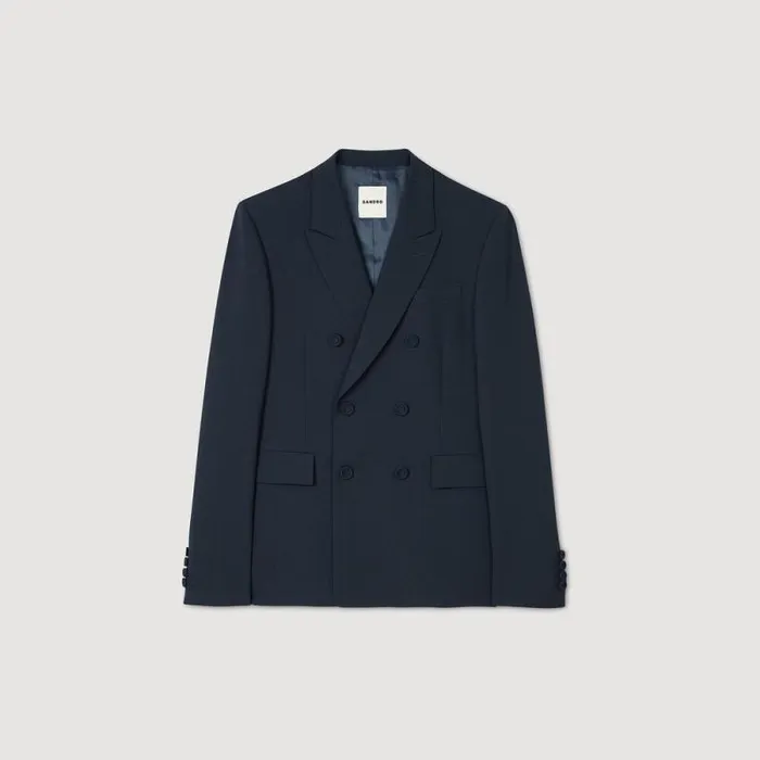 Suits and Blazers Men SANDRO Doublebreasted Suit Jacket Navy Blue