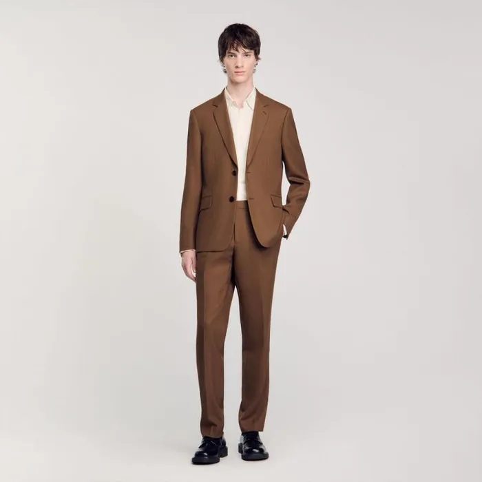 Suits and Blazers Men SANDRO Wool Suit Jacket Taupe