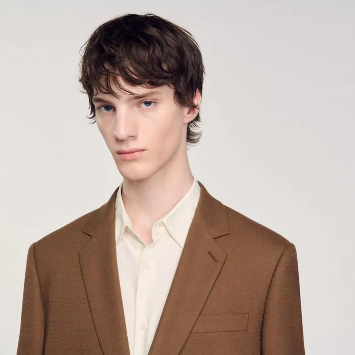 Suits and Blazers Men SANDRO Wool Suit Jacket Taupe