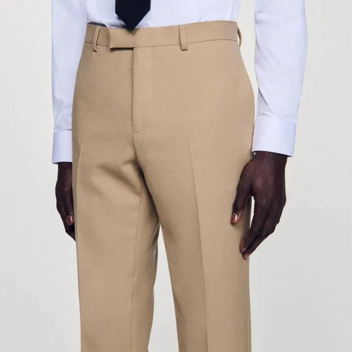 Suits and Blazers Men SANDRO Wool Suit Trousers Beige