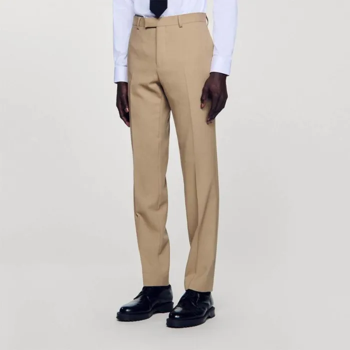 Suits and Blazers Men SANDRO Wool Suit Trousers Beige