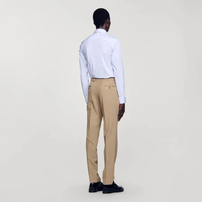 Suits and Blazers Men SANDRO Wool Suit Trousers Beige
