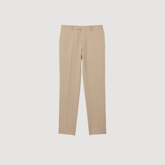 Suits and Blazers Men SANDRO Wool Suit Trousers Beige