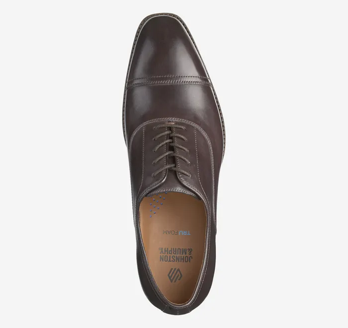 Sullivan Cap Toe Espresso Italian Calfskin Men Dress Shoes Johnston and Murphy