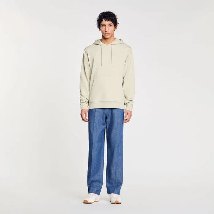 Sweaters and Cardigans Men SANDRO Logo Hoodie Light Kaki