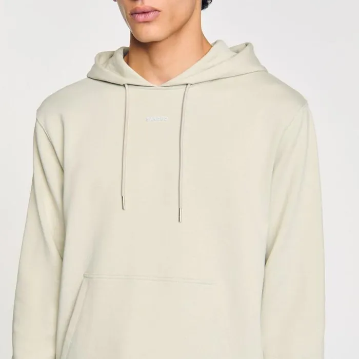 Sweaters and Cardigans Men SANDRO Logo Hoodie Light Kaki