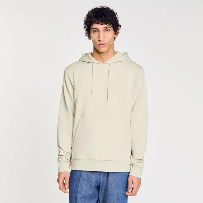 Sweaters and Cardigans Men SANDRO Logo Hoodie Light Kaki