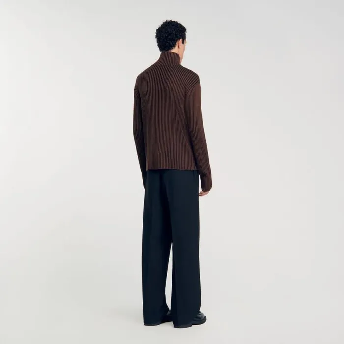 Sweaters and Cardigans Men SANDRO Ribbed Cardigan Light Brown Sweaters and Cardigans Men SANDRO Ribbed Cardigan Light Brown