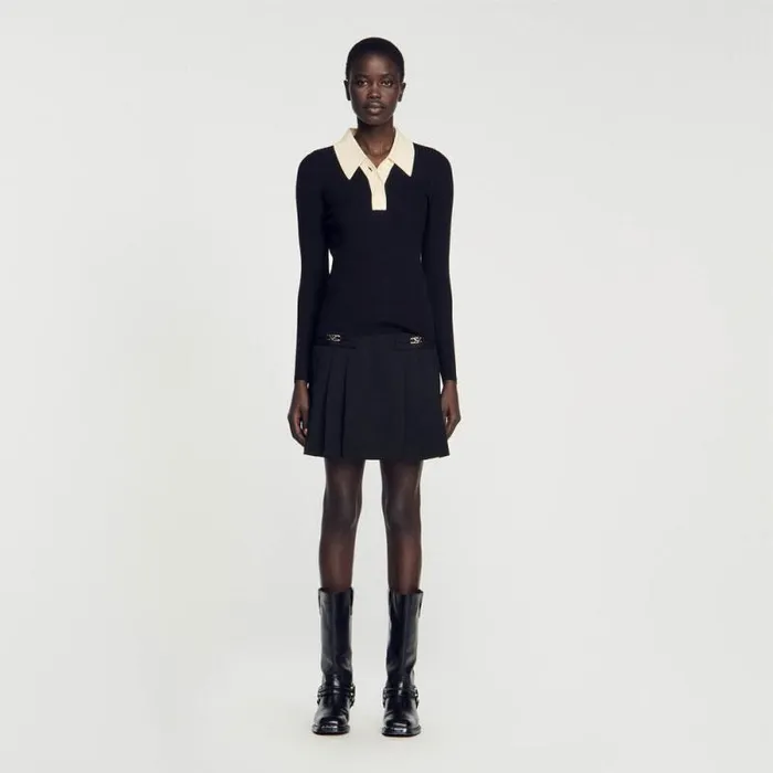 Sweaters and Cardigans Women SANDRO Knit Polo Neck Sweater Black