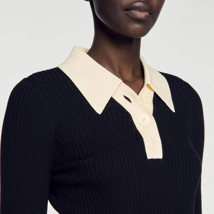Sweaters and Cardigans Women SANDRO Knit Polo Neck Sweater Black